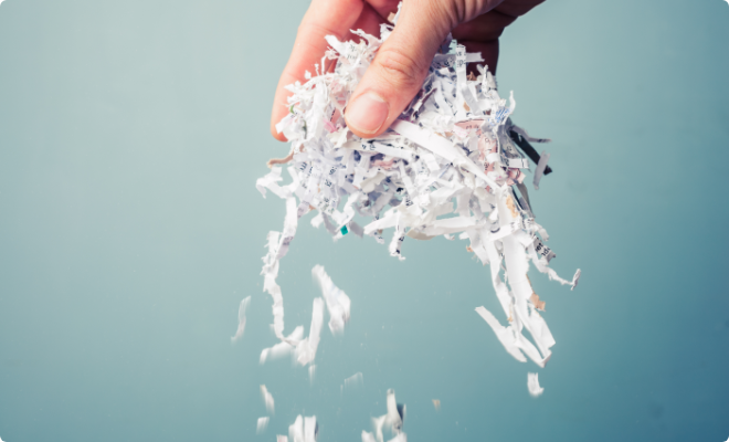 Hand lift shredded paper